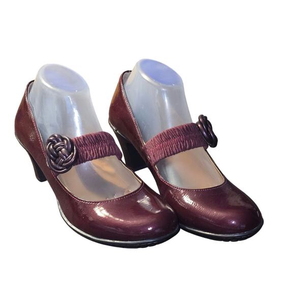 Merona Wine Colored Mary‎ Janes Sz 9.5 2.5" Heel EUC - Picture 1 of 9